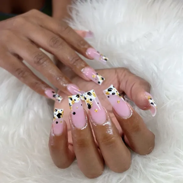 Cow-print nail art