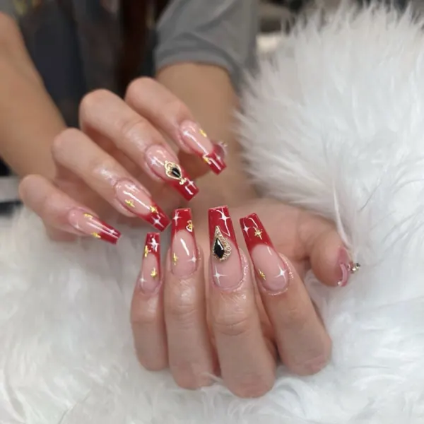 Red heart nail art